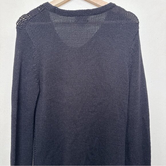 Calvin Klein Womens Medium Cable Open Knit  Shirt Hem Sweater In Black Color - Picture 9 of 11